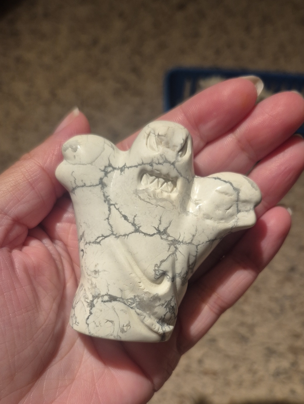 Hand Carved Howlite Ghost Scuplture